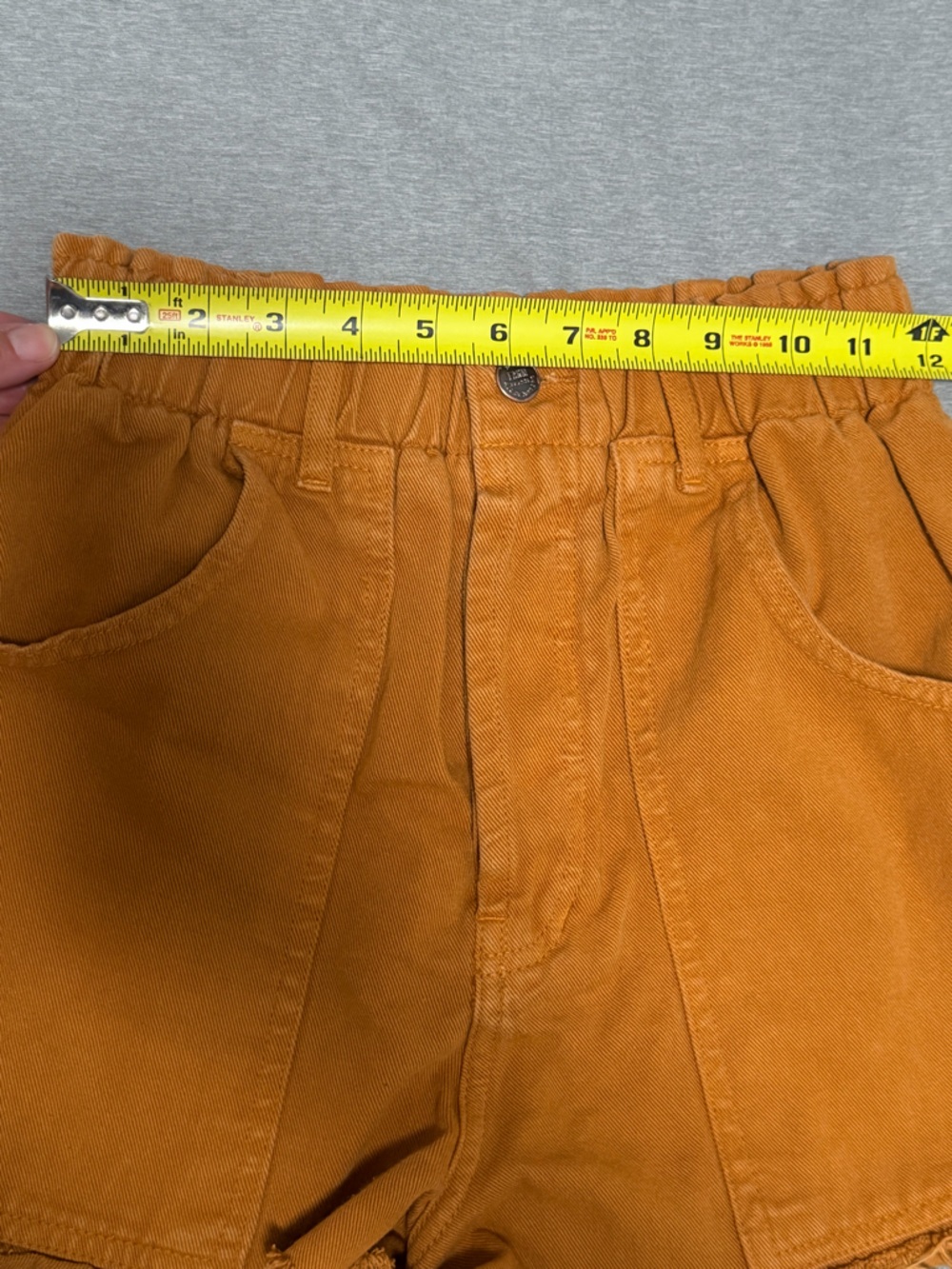 FARM Rio Burnt Orange High Waisted Paperbag Denim Shorts - Size 36 (US XS/S) - Picture 4 of 8